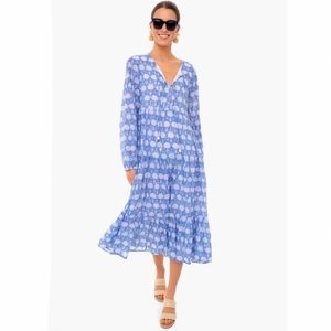 Oliphant Kerachi Blue Long Sleeve Midi Dress
